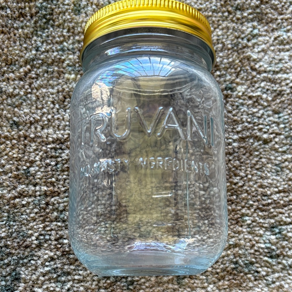 Truvani Mason Glass Jar with Gold Lid No Nasty Ingredients